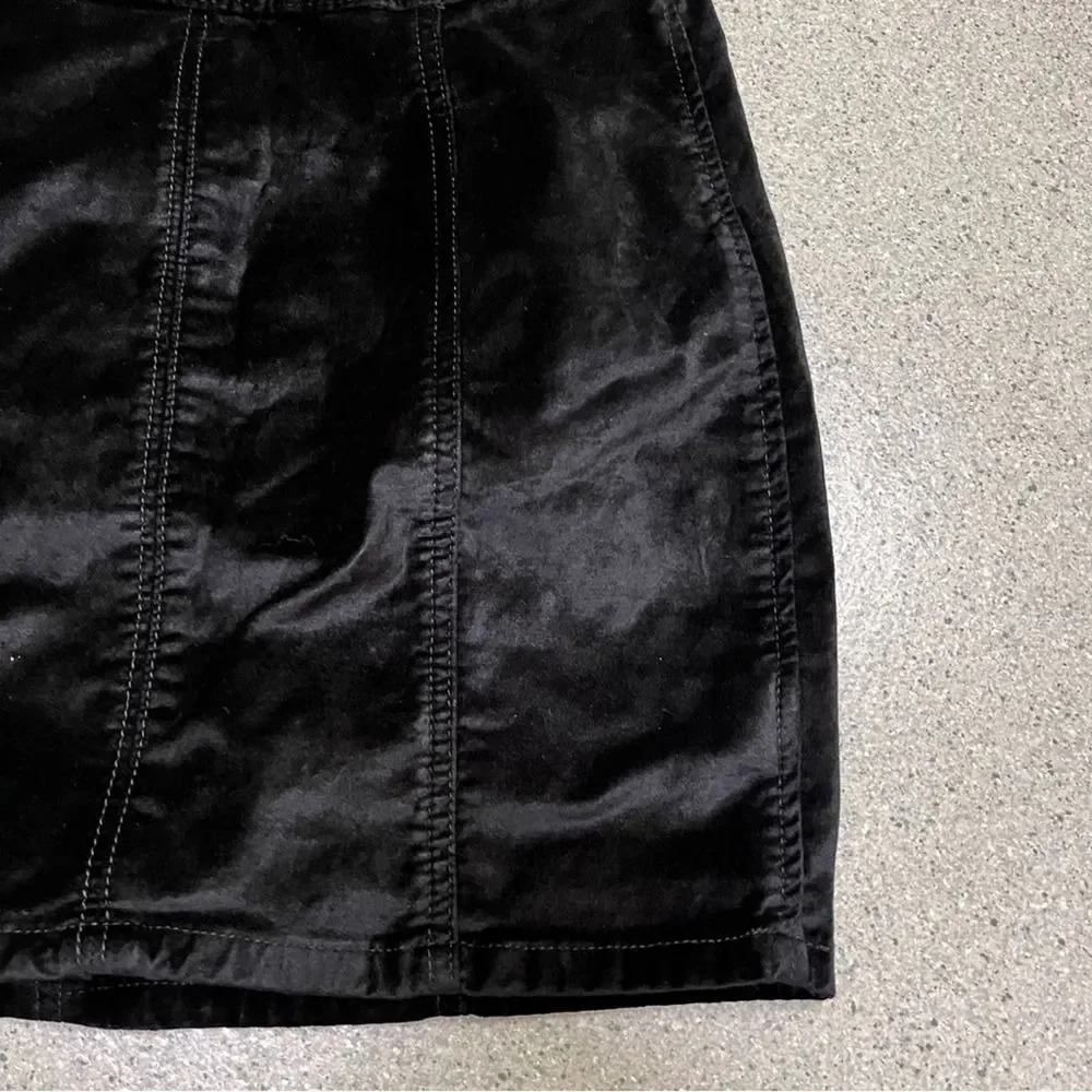 Free People Womens Black Velvet Kimora Side Button Mini Skirt Size 27